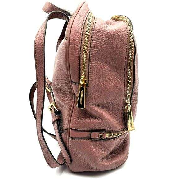 MICHAEL KORS Dusky Rose Rhea Zip Medium Leather Backpack Purse Adjustable Straps - Picture 3 of 12